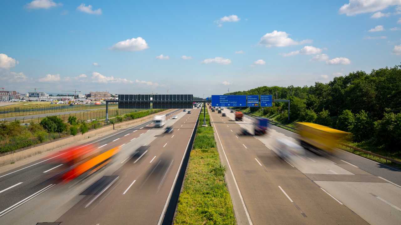Multilane Autobahn near Frankfurt Airport