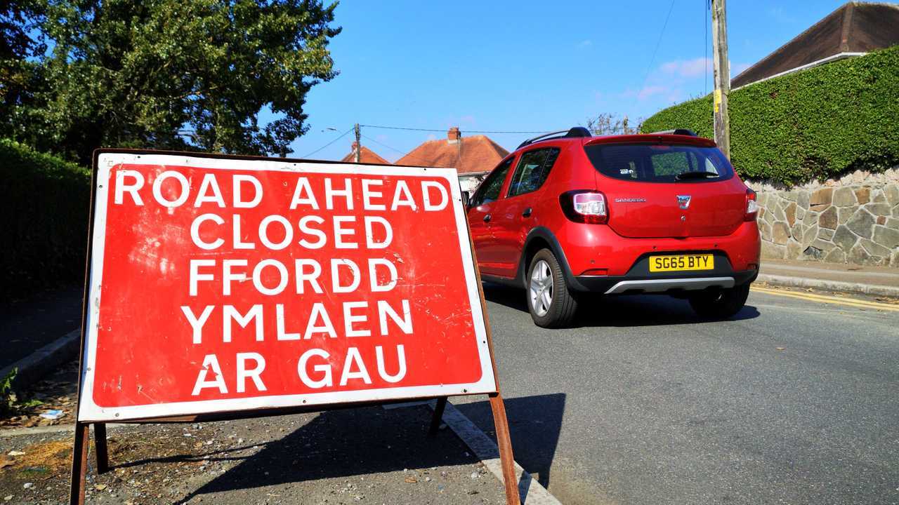 Road Ahead Closed road sign in Wales