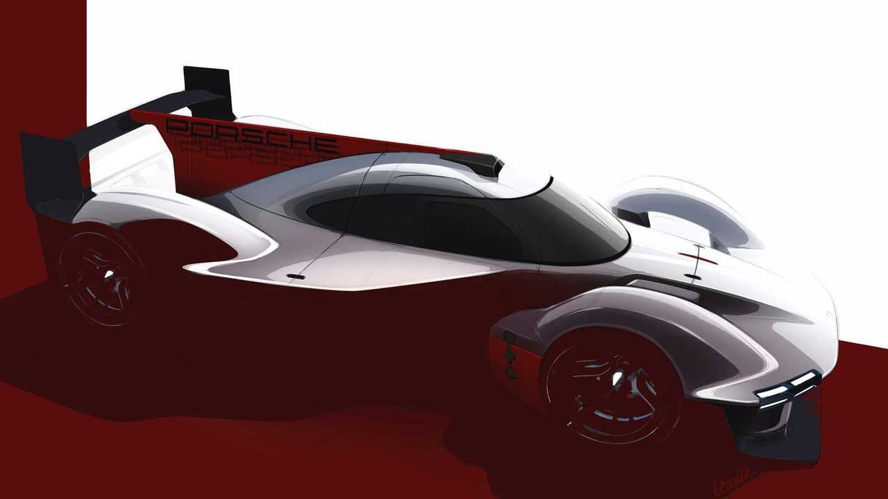 Porsche Motorsport LMDh teaser sketch right front quarter