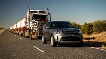 Land Rover Discovery tows land train across the Outback