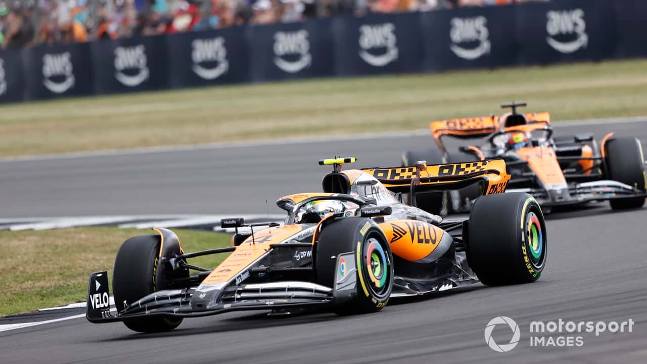 Lando Norris leads Oscar Piastri at British GP 2023