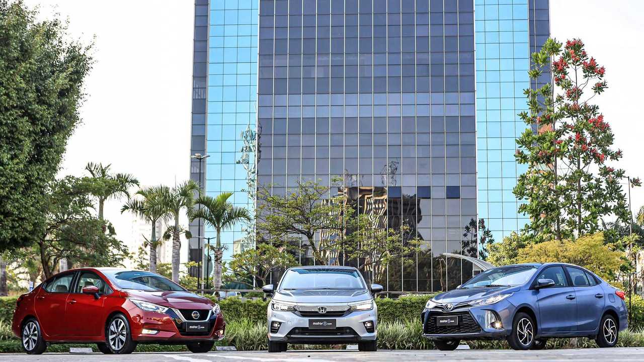 Comparativo: Honda City Touring vs. Nissan Versa Exclusive vs. Toyota Yaris Sedan XLS