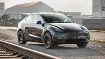 Unplugged Performance Tesla Model Y with Satin Black 18-Inch UP-03 Beadlock Wheels