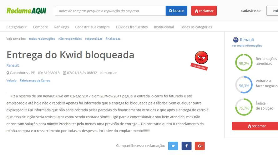 Renault Kwid - Reclamações