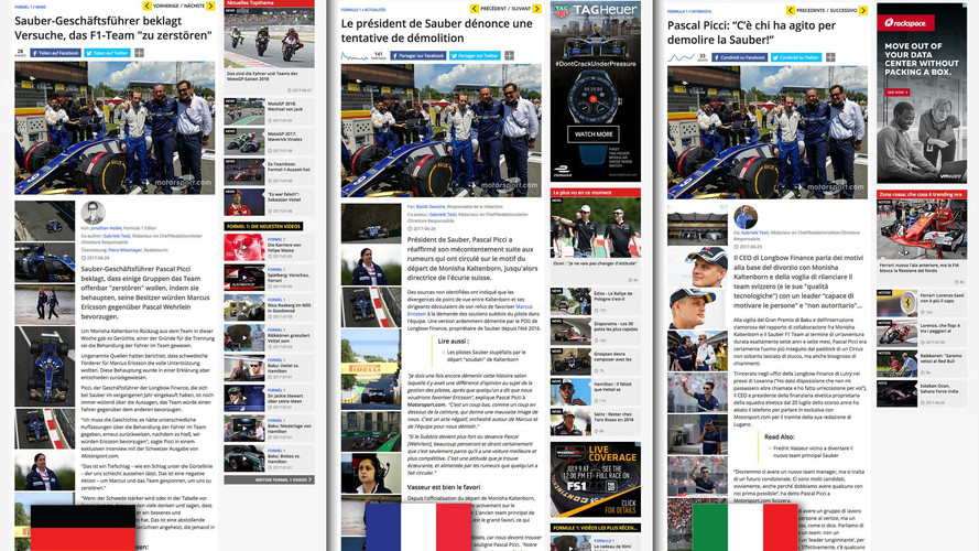 La edición Suiza de Motorsport.com, en tres idiomas