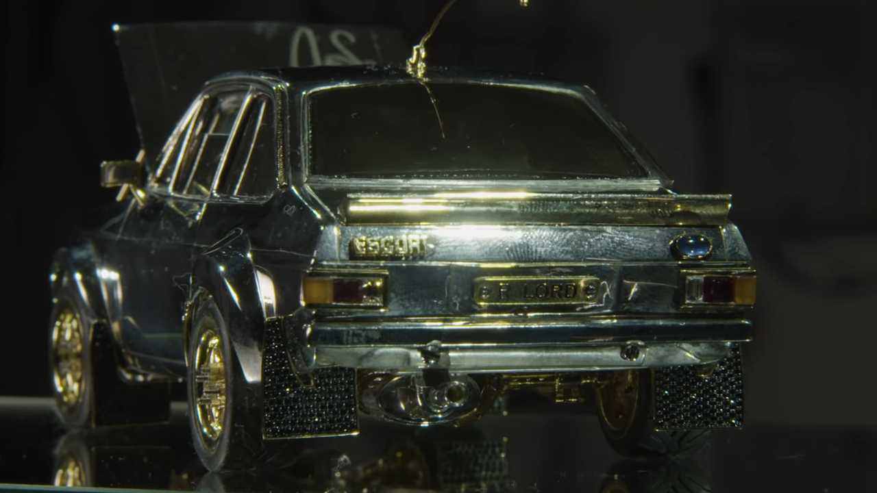Classic Ford Escort model made of gold diamonds and silver