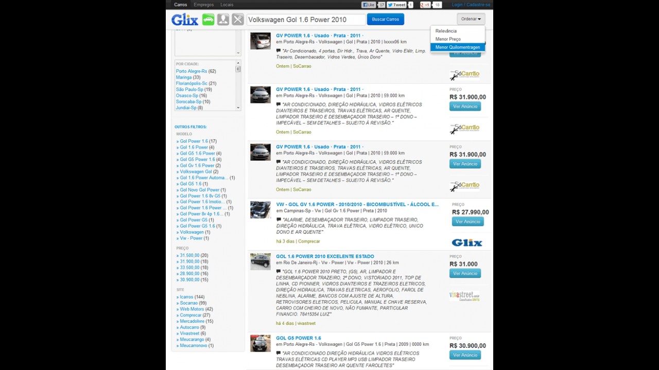 Conheça o Glix: novo buscador de classificados automotivos