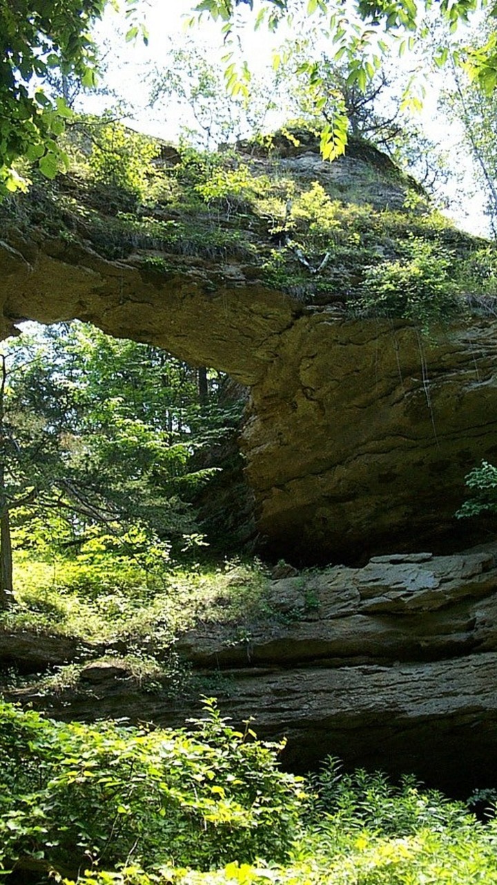 The natural bridge near Leland was carved by the outwash from melting glaciers thousands of years ago.