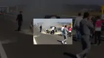 V10 BMW M3, VW Golf street race crash