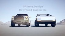 Tesla Cybertruck ve Ford F-150 Raptor Yan yana