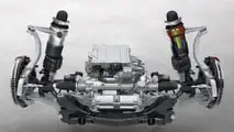 Porsche Cayenne Electric: asse anteriore con Porsche Active Ride (telaio attivo)