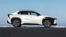 2023 Toyota bZ4X XLE FWD in Wind Chill Pearl paint side view