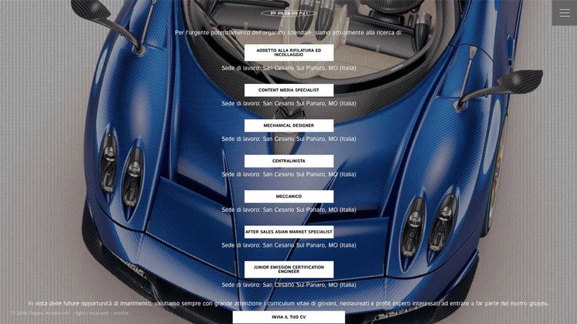 ¿Querés trabajar en Pagani Automobili? (mirá esta búsqueda laboral en
