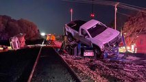 Amtrak Train Hits Car Hauler Truck
