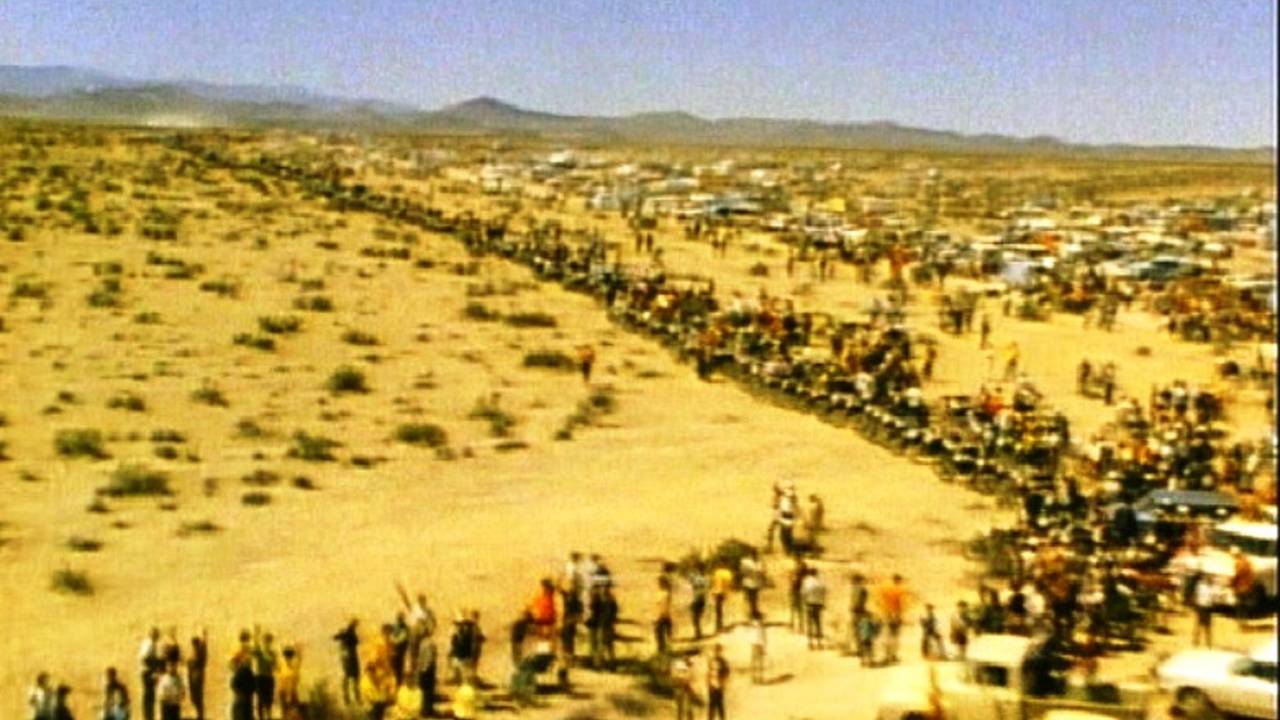 Start of a desert race in 1970 from the movie On Any Sunday