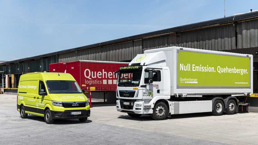 La flotta green di Quehenberger Logistics. Furgoni e camion elettrici MAN