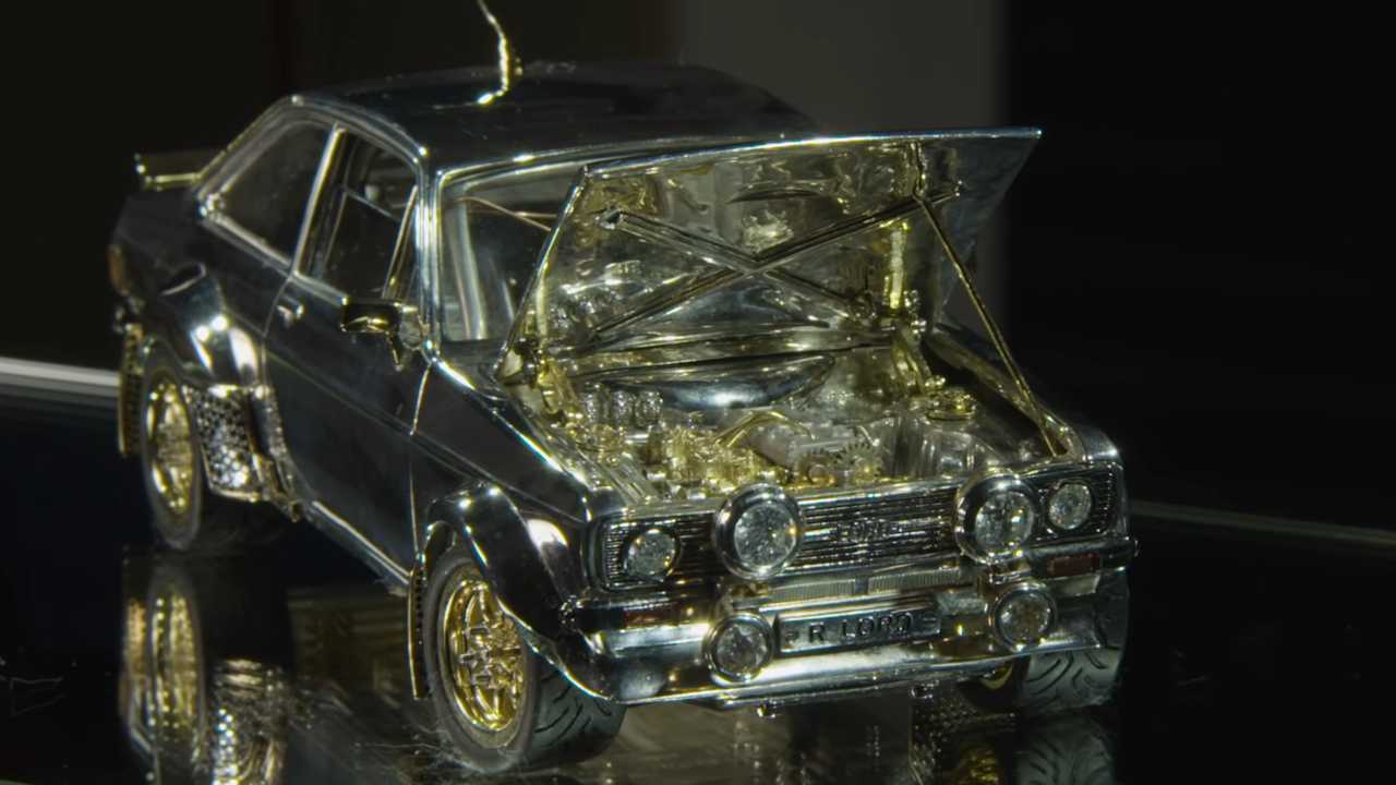 Classic Ford Escort model made of gold diamonds and silver