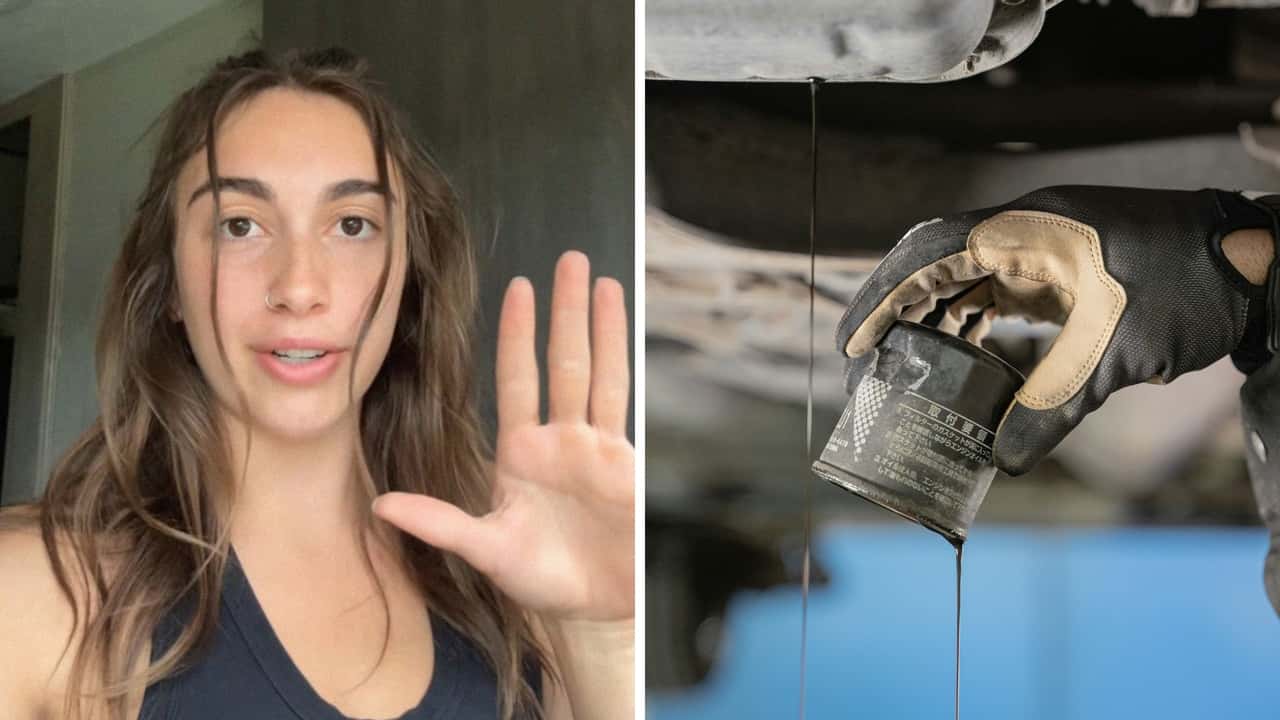 Woman goes in for an oil change.