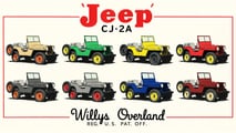 As combinações de cores originais do Jeep CJ-2A entre 1945 e 1949