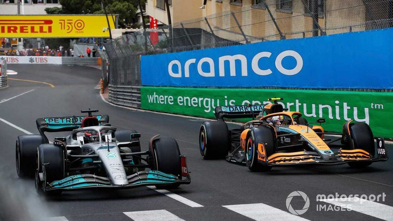 George Russell and Lando Norris at Monaco GP 2022