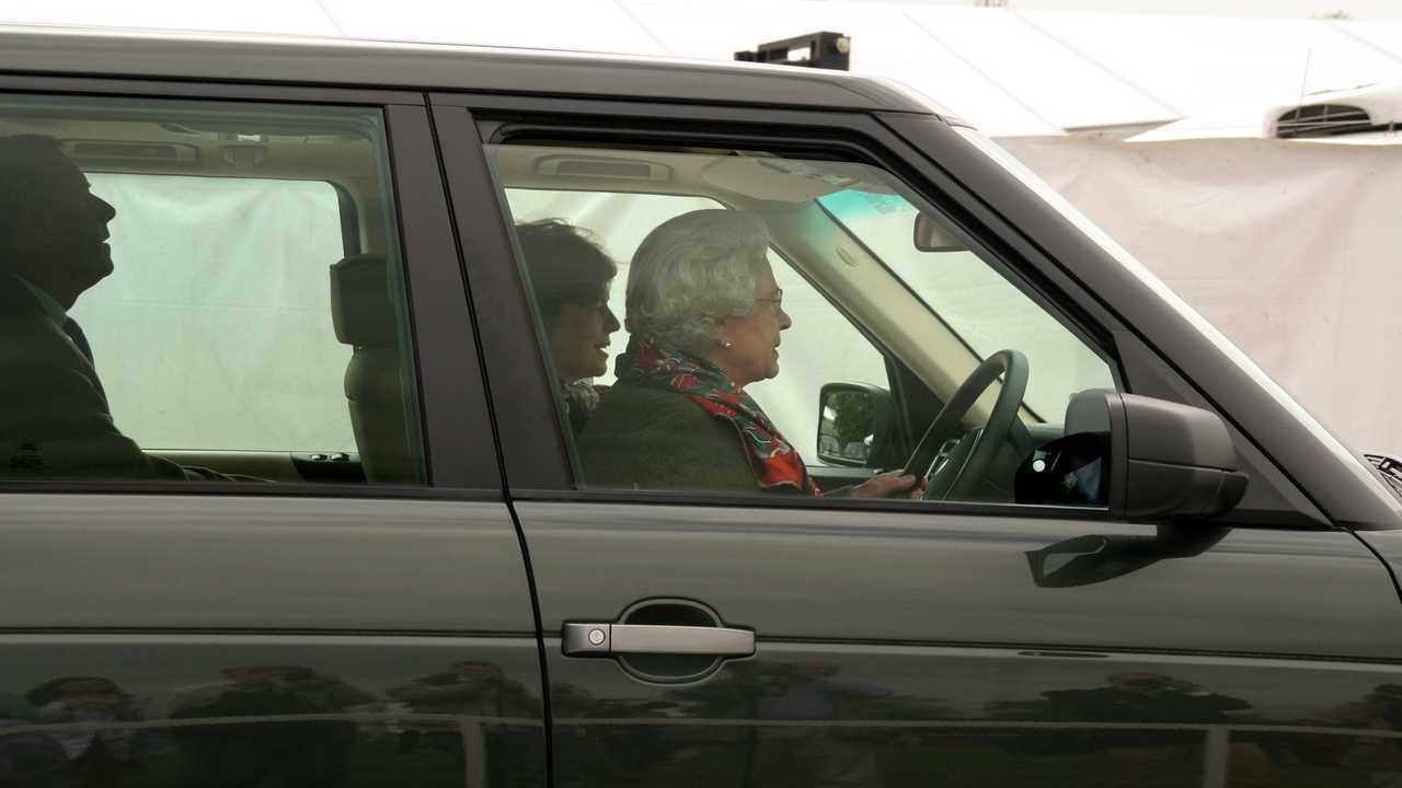 Queen Elizabeth driving her Range Rover