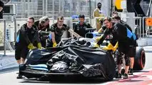 The damaged car of George Russell, Williams Racing FW42