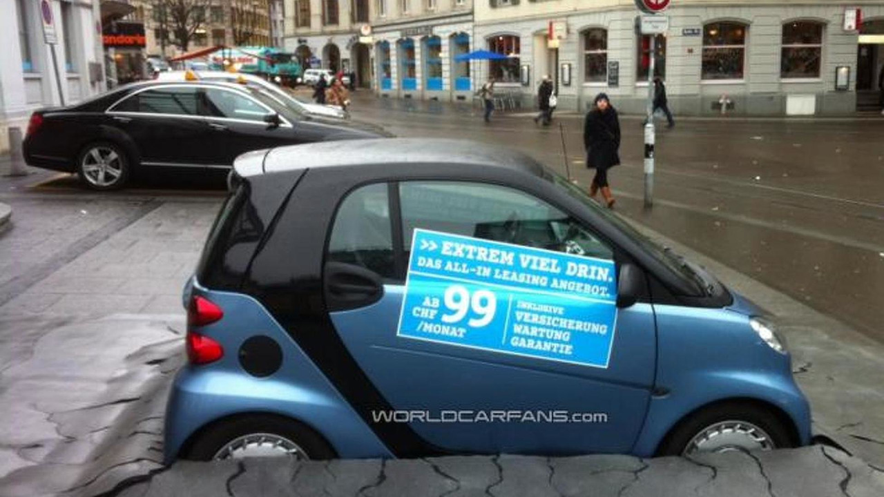 Clever Marketing Installation Sinks A Smart Fortwo Into The Pavement