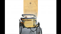 Benz Patent-Motorwagen (1886) und Patenturkunde