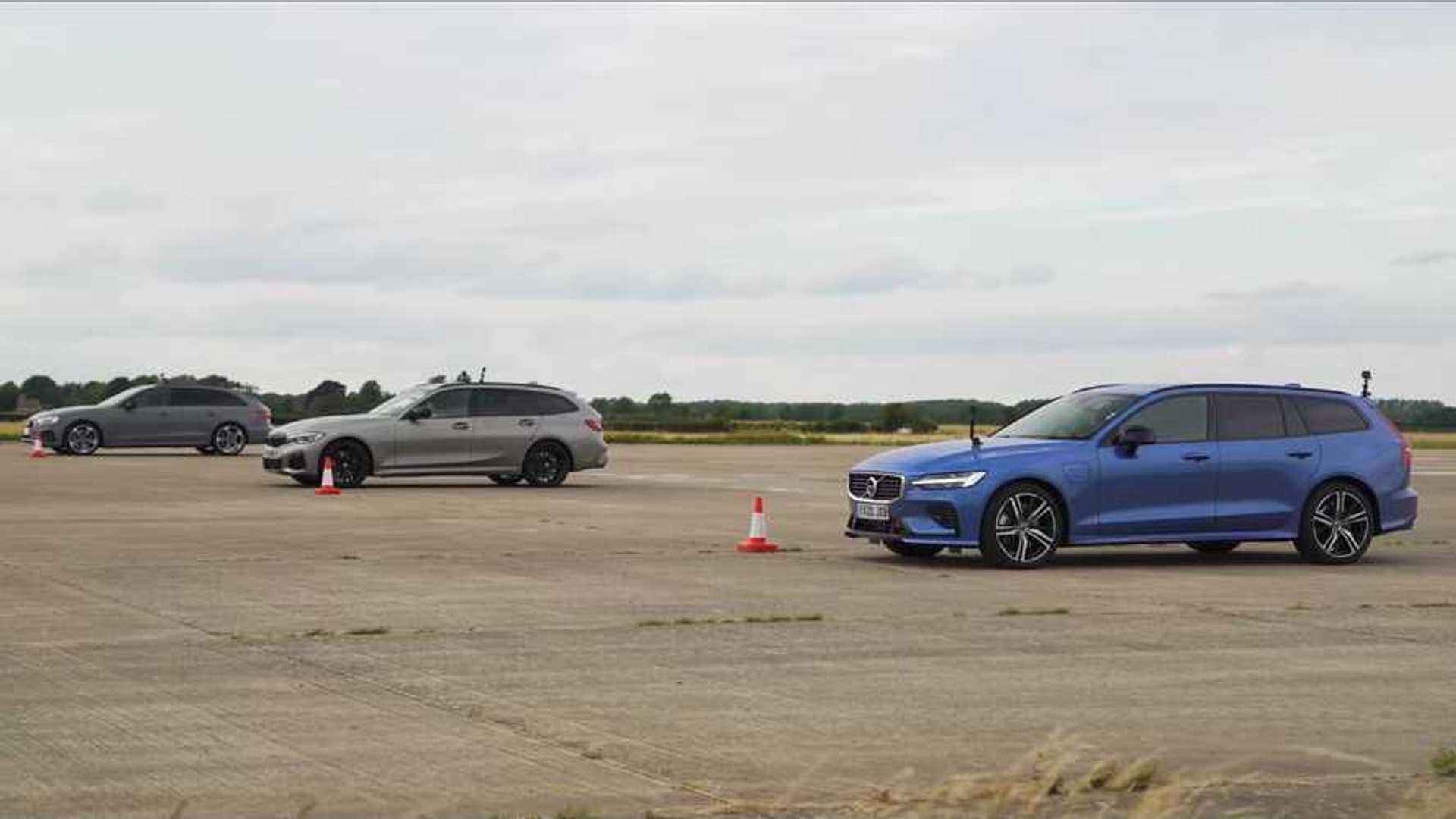BMW M340i, Audi S4, And Volvo V60 T8 Duel In Wagon Drag Race