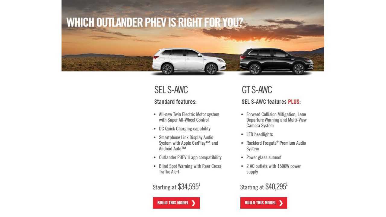 2018 Outlander Phev Now Listed On Mitsubishi S U S Site Build