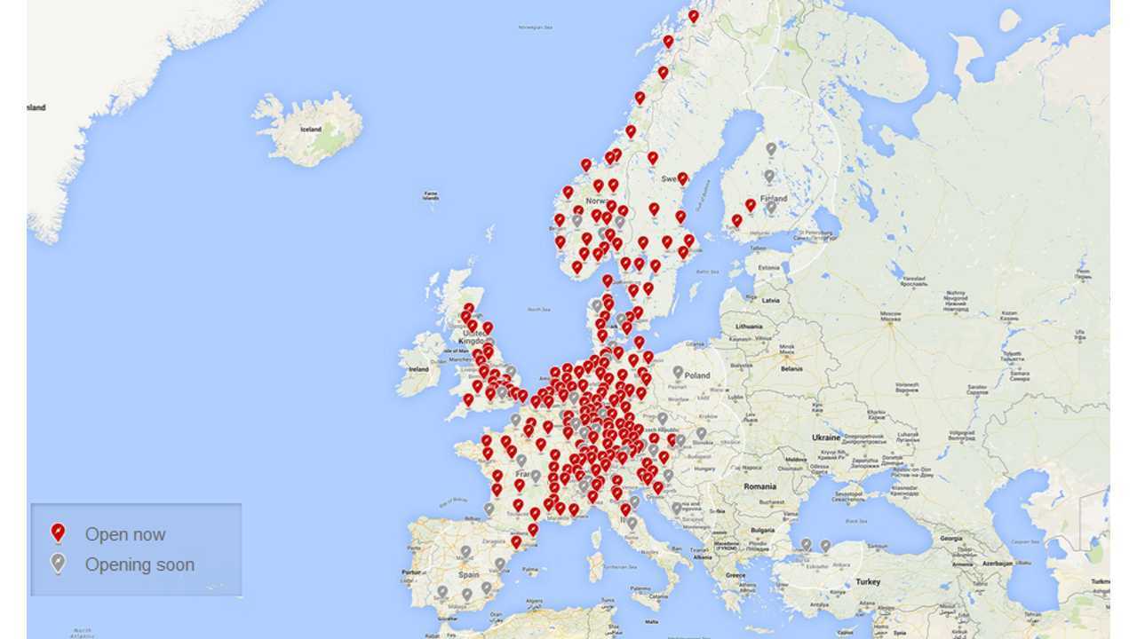 Tesla Supercharging stations in Europe - Today (early January 2016)