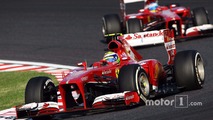 Felipe Massa, Ferrari F138 leads team mate Fernando Alonso, Ferrari F138