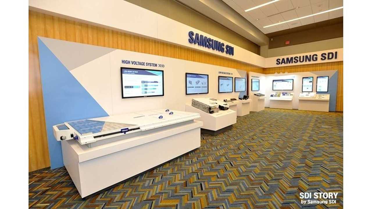 Samsung SDI lithium-ion batteries at the 2016 North American International Auto Show in Detroit