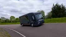 REE Automotive P7-B electric Class 3 delivery truck exterior front three-quarter view