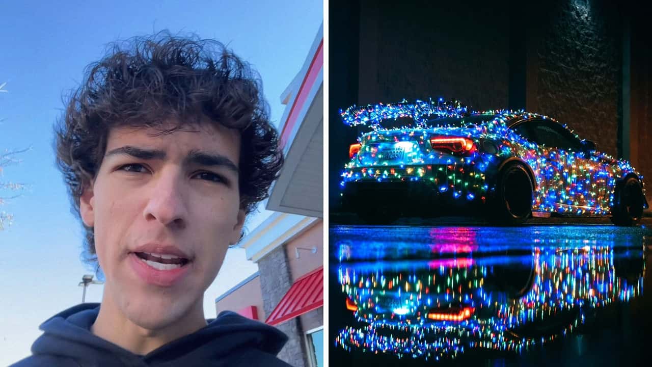 Man duct-tapes Christmas lights to car. He didn’t expect it to look like that during the day