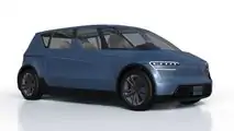 Indigo Flow ride-sharing electric vehicle exterior front side view