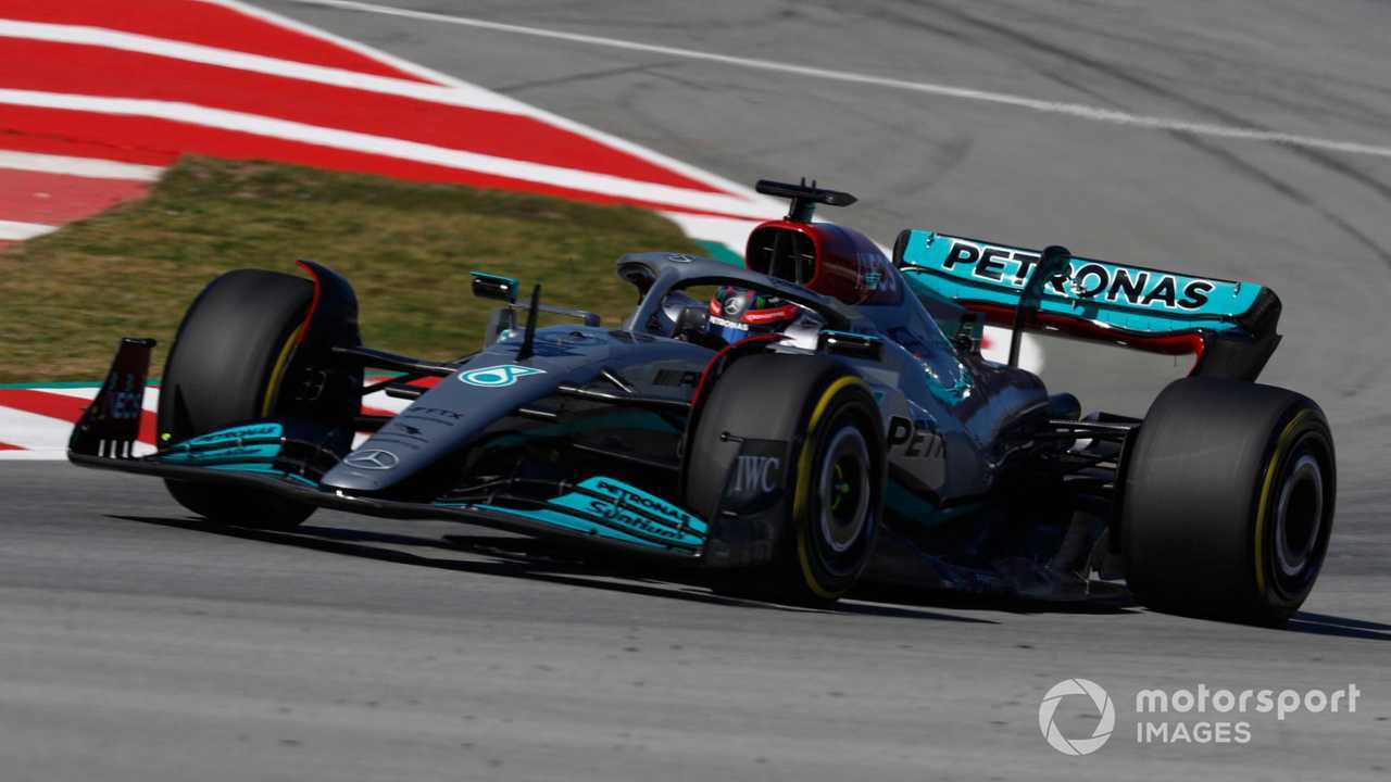 George Russell testing Mercedes W13 in Barcelona 2022