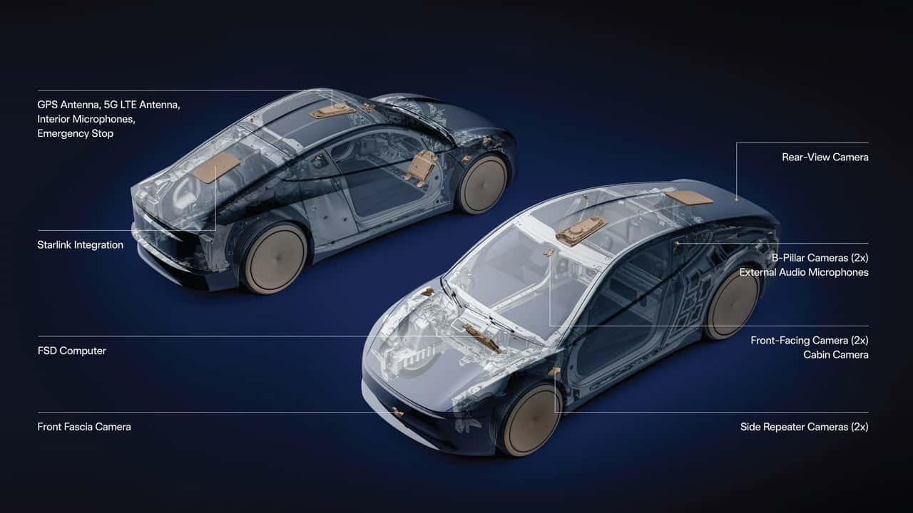 Tesla Cybercab con connessione Starlink integrata