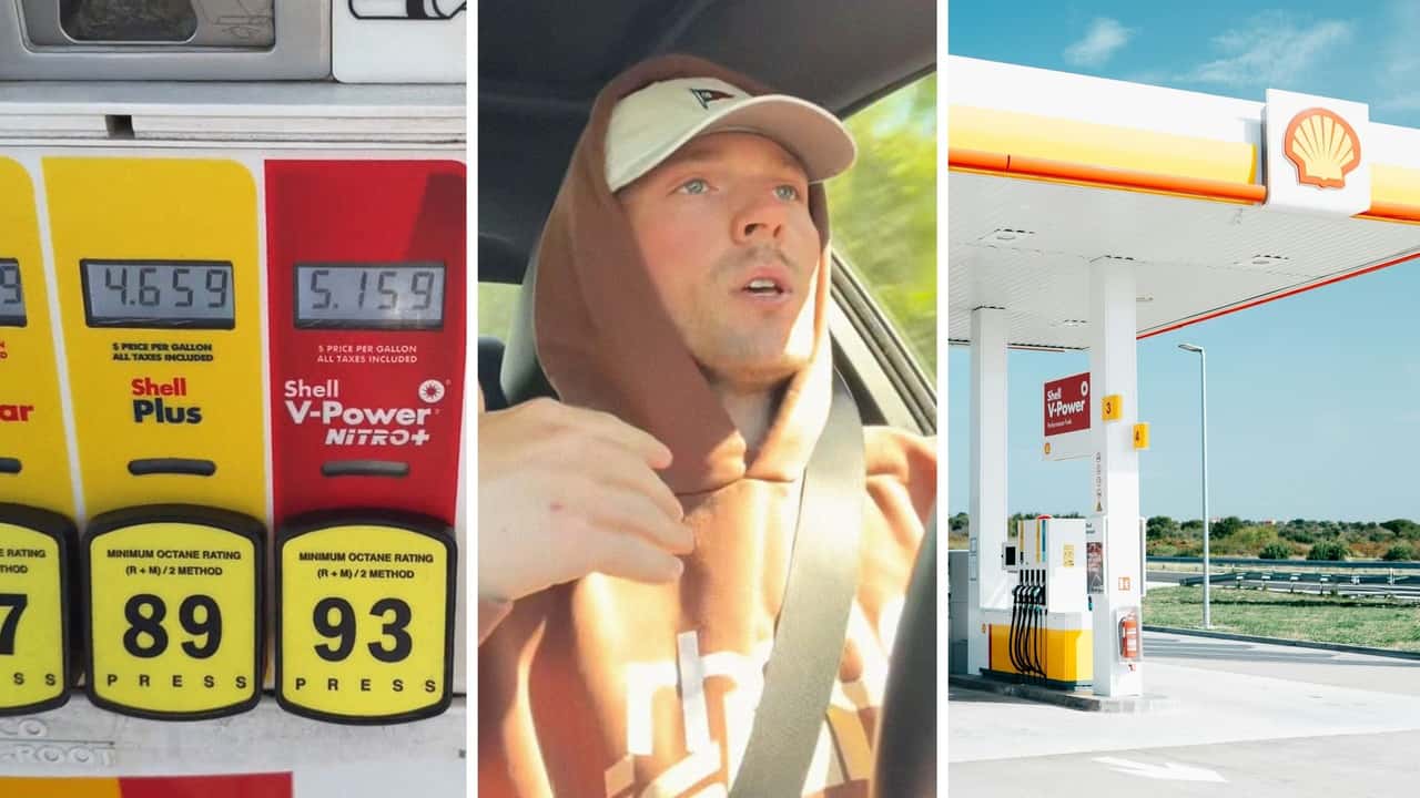 Man goes to the Shell gas station. Then he realizes the pumps have 2 different prices