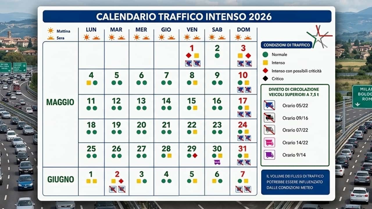 Previsioni del traffico per il ponte del 2 giugno