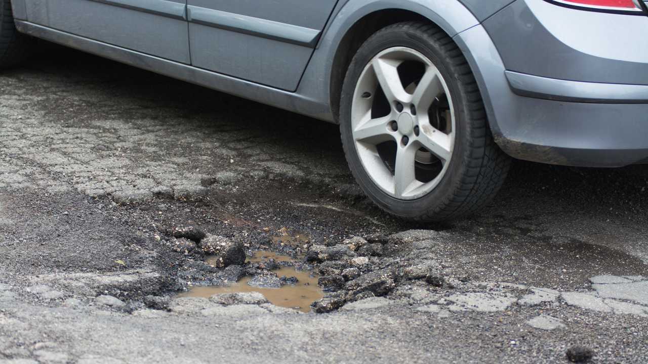 Big pothole caused by freezing and rain