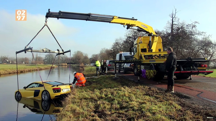 Audi R8 crashed in river
