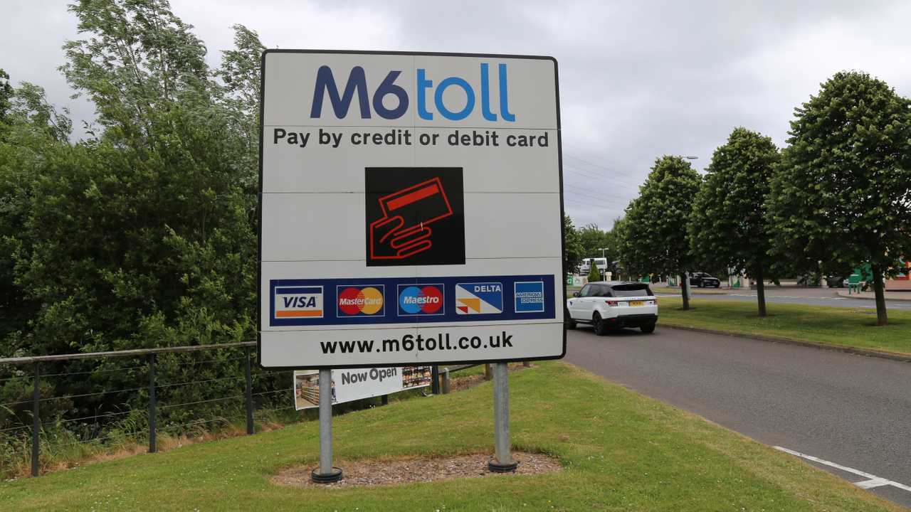 M6 Toll Road sign in Norton Canes Staffordshire UK