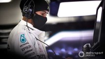 Lewis Hamilton porte un masque protecteur au test de Silverstone 2020