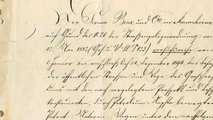 Führerschein: Am 30. November 1893 erhält Carl Benz vom Großherzoglichen Innenministerium in Karlsruhe diese Genehmigungsurkunde zum „Befahren der öffentlichen Straßen und Wege des Großherzogtums“ mit seinem Patentmotorwagen für das komplette Jahr 1894.