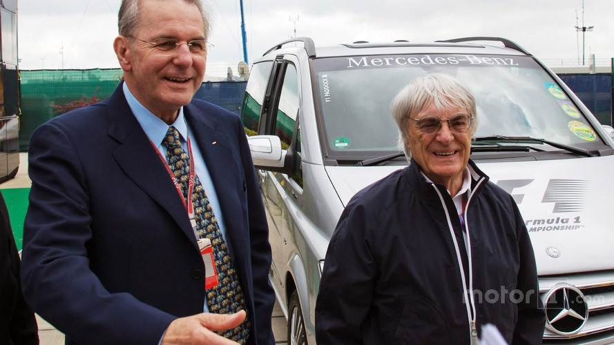 Jacques Rogge, IOC President with Bernie Ecclestone, CEO Formula One Group