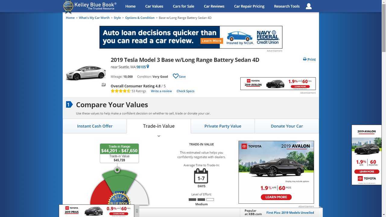 See What A 2019 Tesla Model 3 LR Is Worth Depending On Who Answers