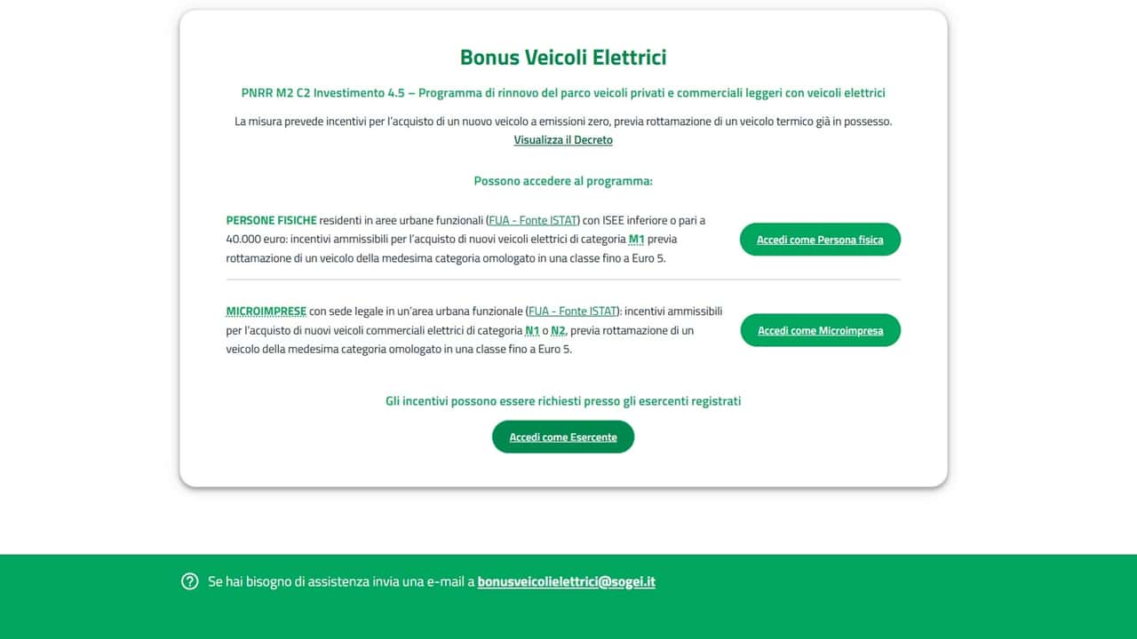 Home page portale incentivi auto elettriche 2025