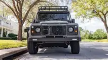 Project Ghost classic Land Rover Defender 110 EV restomod exterior front view