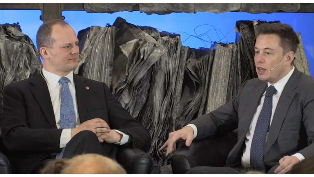Elon Musk and Ketil Solvik-Olsen, Minister of Transport and Communications, in Norway